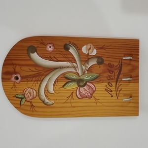 Norwegian Rosemaling Key Holder Wall Mount